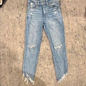 American Eagle Outfitters Light Blue Distressed Ankle Jeans